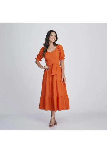 Vestido Alexandra Laranja Em Malha Jacquard Valdivia Tata Martello Alto Verão 2024