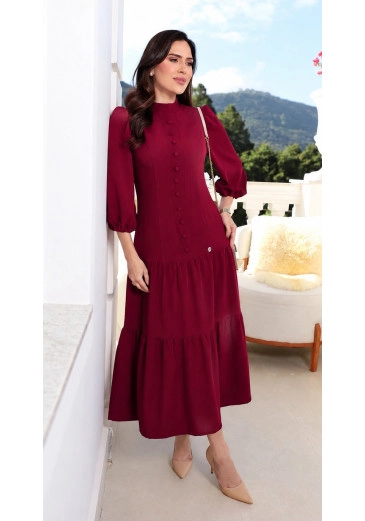 Vestido Suzete Em Crepe Maria Amore Primavera/Verão 2026