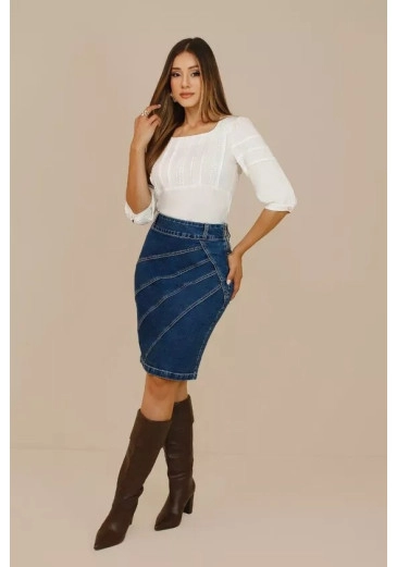 Saia Roma Em Jeans Nitido Outono/Inverno 2026