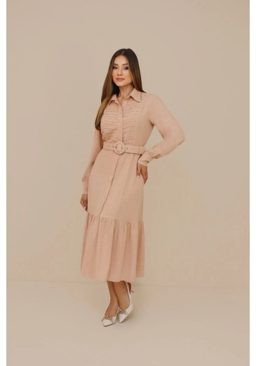 Vestido Camponesa Em Viscose Rose Nitido Outono/Inverno 2026