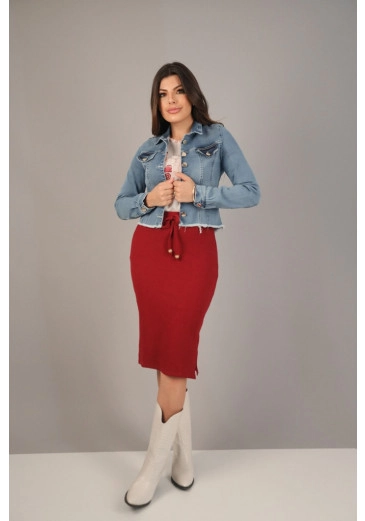 Jaqueta Jade Jeans Com Franja Victoria's Princess Outono/Inverno 2023