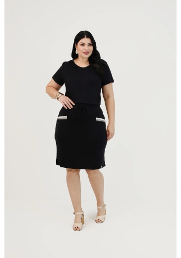 Blusa Damaris Em Malha New Ternura Preto Plus Size Nítido Primavera/Verão 2026