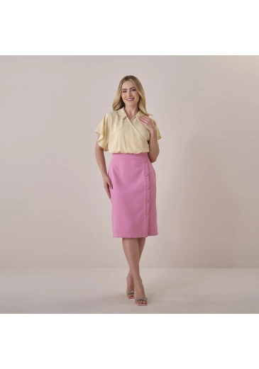 Saia Eliza Em Alfaiataria Lanvin Rosa Tata Martello Primavera/Verão 2026