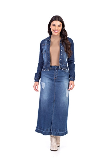 Saia Fabiana Fechamento Frontal Azul Noite Hapuk Outono/Inverno 2023