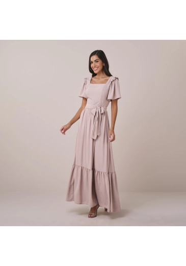 Vestido Leticia Em Crepe Tangier Nude Tatá Martello Primavera/Verão 2026