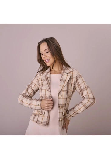 Blazer Patricia Em Lã Chelsa Bege Tatá Martello Outono/Inverno 2025