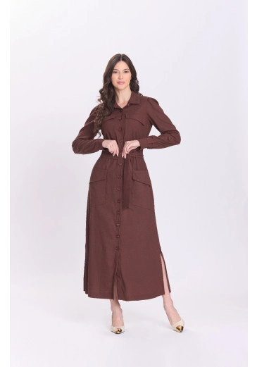 Vestido Serena Em Viscose Marrom Hapuk Outono/Inverno 2026