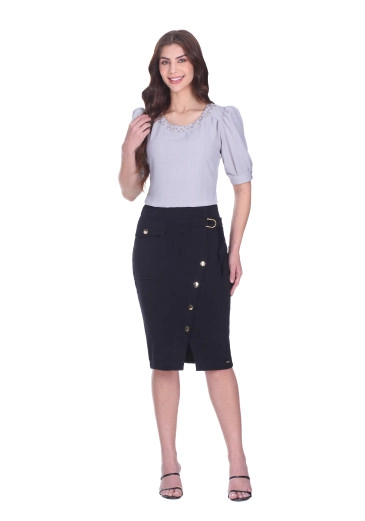 Saia Gabriele Em Malha Estruturada Preta Hapuk Primavera/Verão 2026