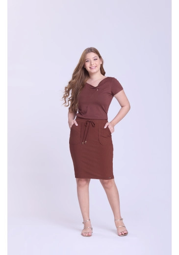 Saia Rebeca Em Malha Marrom Hapuk Primavera/Verão 2026