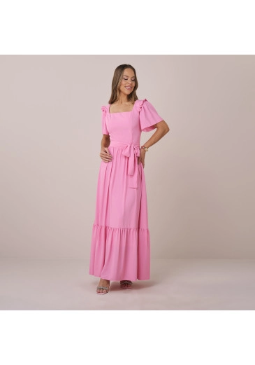 Vestido Leticia Em Crepe Tangier Rosa Tatá Martello Primavera/Verão 2026