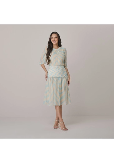 Vestido Lia Em Crepe Azul Tata Martello  Outono/Inverno 2026