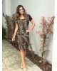 Vestido Animal Print Marrom Clara Rosa