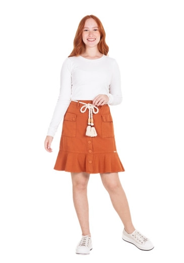 Saia Justine Jeans Color Caramelo Hapuk Outono/Inverno 2024
