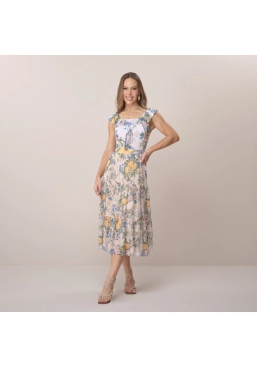 Saia Yasmin Em Tule Estampa Amarela Tatá Martello Primavera/Verão 2026