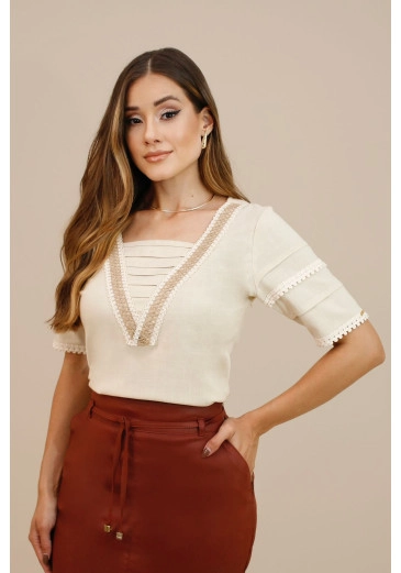 Blusa Antonia Em Viscose Bege Nitido Outono/Inverno 2026