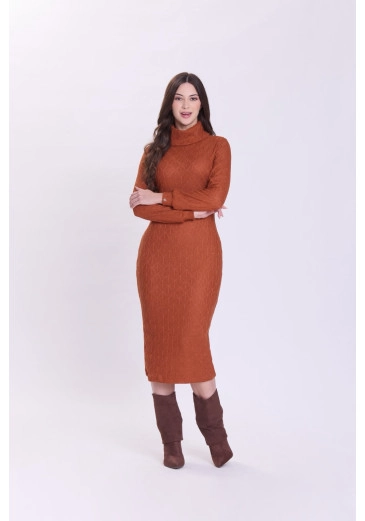 Vestido Eva Em Malha Trico Terra Cota Hapuk Outono/Inverno 2026