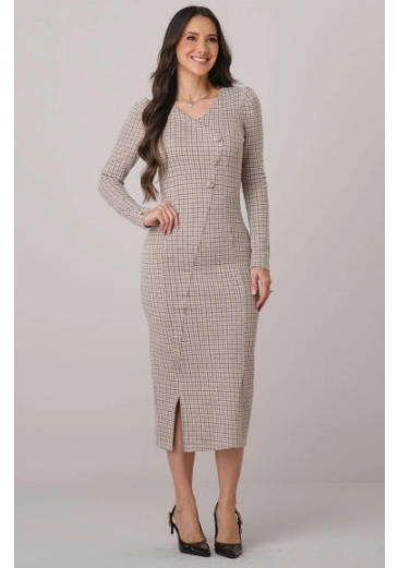 Vestido Angelina Em Malha Marrom Tata Martello Outono/Inverno 2026