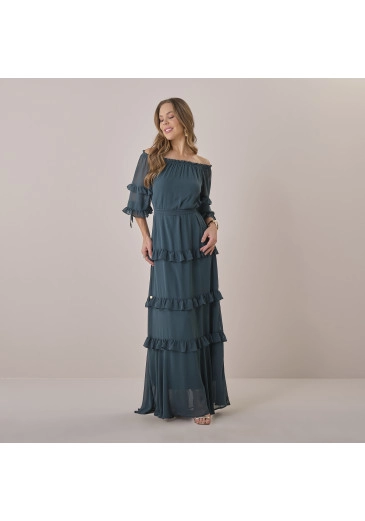 Vestido Cassia Em Chiffon Saab Verde Tata Martello Primavera/Verão 2026