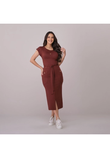 Conjunto Meire Em Malha MVS Marrom Tata Martello Primavera/Verão 2026