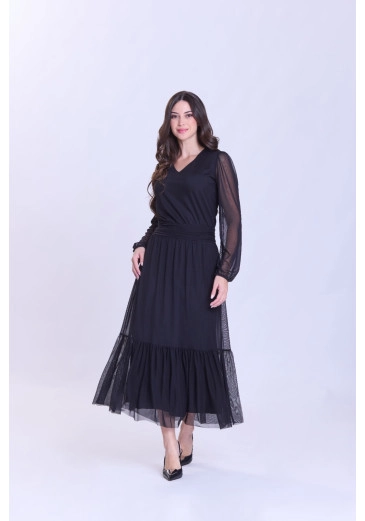 Vestido Cassiane Em Malha Tule Preto Hapuk Outono/Inverno 2026