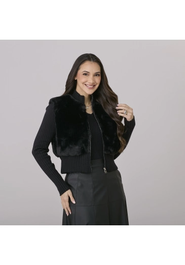 Casaco Manuela Em Trico Preto Tata Martello Outono/Inverno 2026