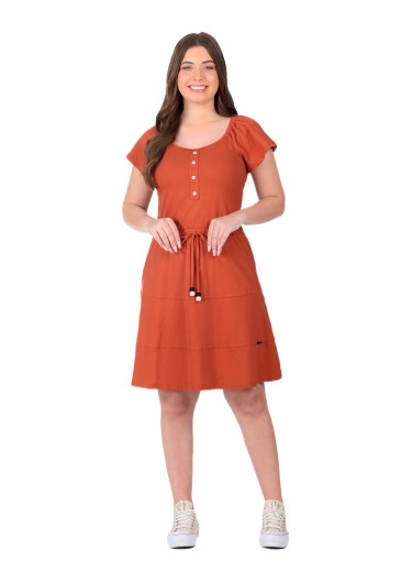 Vestido Cecília Em Malha Piquet Telha Hapuk Primavera/Verão 2026
