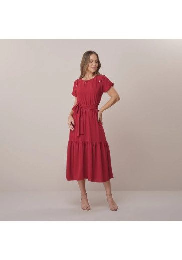 Vestido Tamara Em Crepe Corsica Vermelho Tata Martello Primavera/Verão 2026