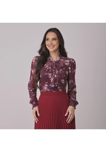 Blusa Neide Em Tule Marsala Tata Martello Outono/Inverno 2026