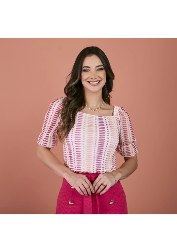 Blusa Kely Em Tule Estampa Exclusiva Tatá Martello Primavera/Verão 2024