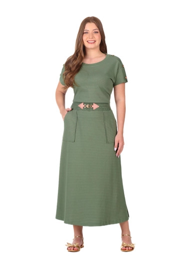 Conjunto Valentina Em Malha Texturizada Verde Hapuk Primavera/Verão 2026