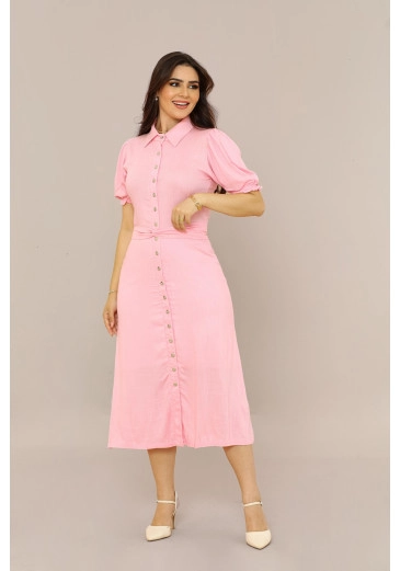 Vestido Em Viscose Rosa Mulher Morena Outono/Inverno 2025