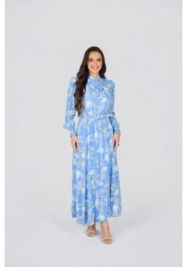 Vestido Carmen Em Viscose Azul Tata Martello Primavera/Verão 2027