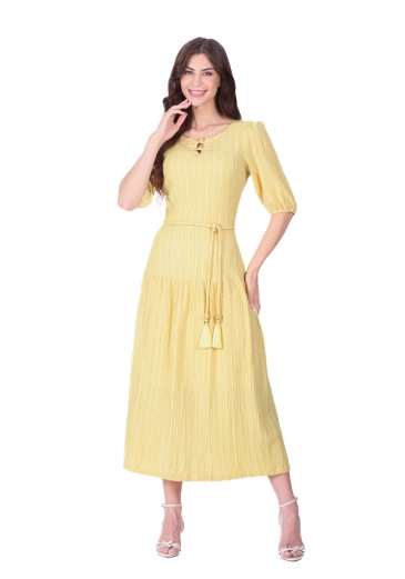 Vestido Thaisa Em Malha Texturizada Amarelo Hapuk Primavera/Verão 2026