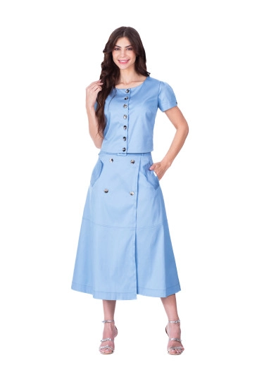 Blusa Eliara Em Tecido Plano Azul Hapuk Primavera/Verão 2026