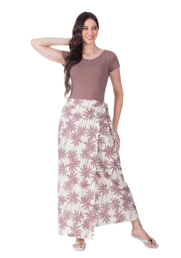Saia Canga Serena Em Tecido Plano Estampado Marrom Hapuk Primavera/Verão 2026
