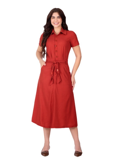 Vestido Marli Em Linho Com Viscose Telha Hapuk Primavera/Verão 2026