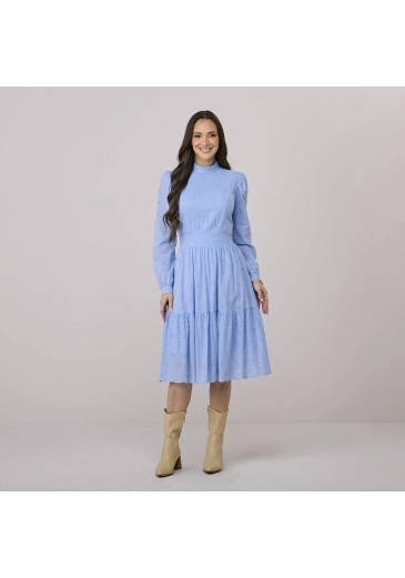 Vestido Mayra Em Laise Azul Tata Martello Outono/Inverno 2026