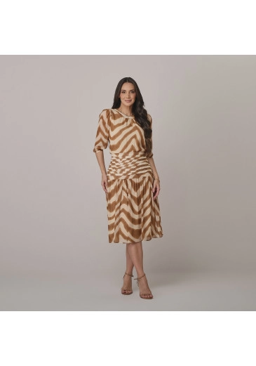 Vestido Lia Em Crepe Marrom Tata Martello  Outono/Inverno 2026