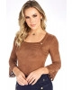 Blusa em Suede Marrom Via Tolentino