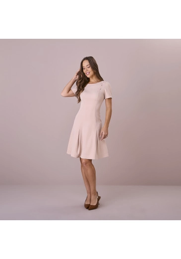 Vestido Isadora Em Alfaiataria Milano Bege Tatá Martello Outono/Inverno 2025