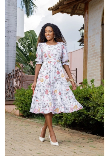 Vestido Luana Em Gripir Estampado Maria Amore Outono/Inverno 2025