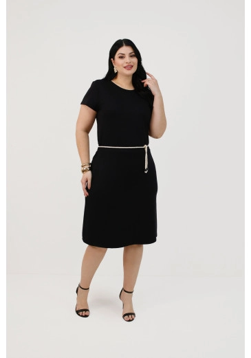 Vestido Leda Em Moletinho Preto Nítido Primavera/Verão 2026