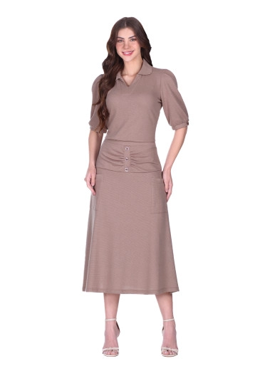 Conjunto Naomi Em Malha Texturizada Bege Hapuk Primavera/Verão 2026