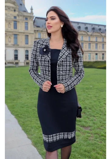 Vestido Tubinho Com Casaco Hilda Maria Amore Outono/Inverno 2025