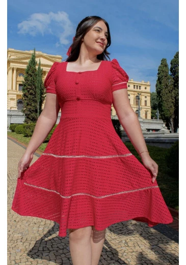 Vestido Mayra Em Lese De Malha Maria Amore Outono/Inverno 2025