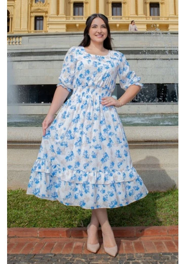 Vestido Paloma Em Sedinha Estampada Maria Amore Outono/Inverno 2025