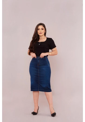 Saia Jeans Lápis Mulher Morena Outono/Inverno 2025