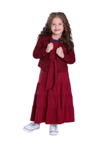 Jaqueta Alice Infantil Em Jeans Color Bordo Hapuk Outono/Inverno 2025