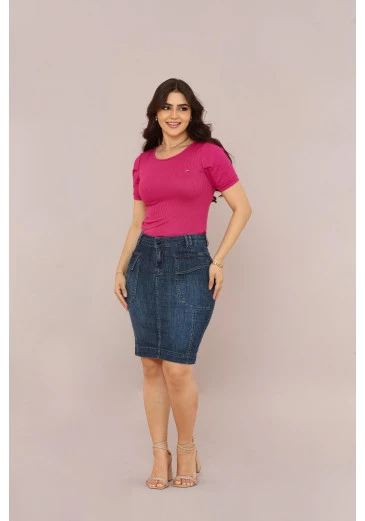 Saia Jeans Secretária Mulher Morena Plus Outono/Inverno 2025