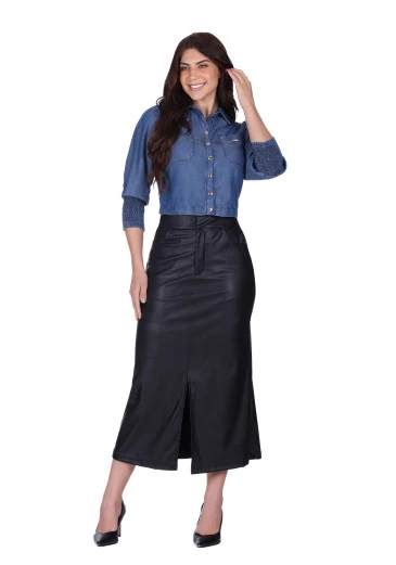 Blusa Heloiza Em Jeans Azul Hapuk Outono/Inverno 2025